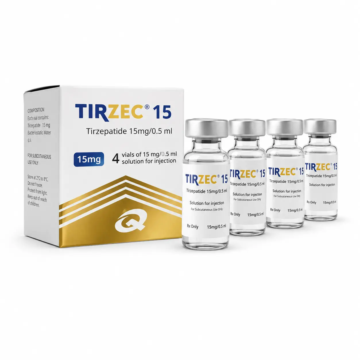 Tirzepatida Tirzec 15mg (4 ampolas 0,5ml) — imagem do produto