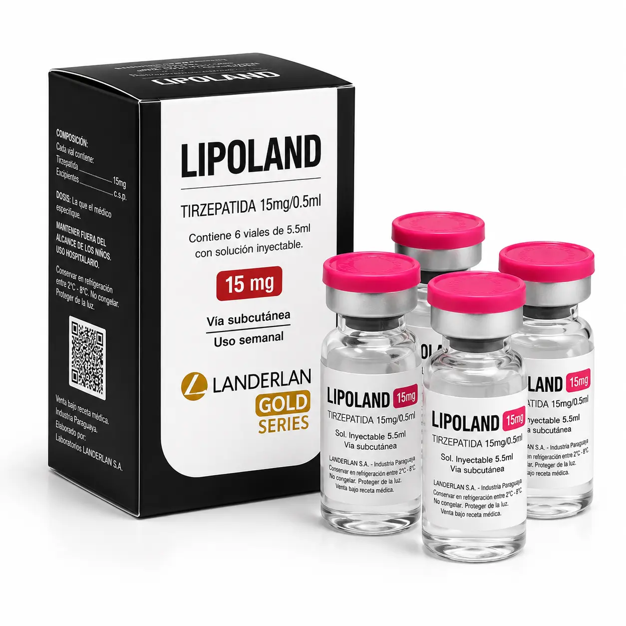 Tirzepatida Lipoland 15mg (4 ampolas 0,5ml) — imagem do produto